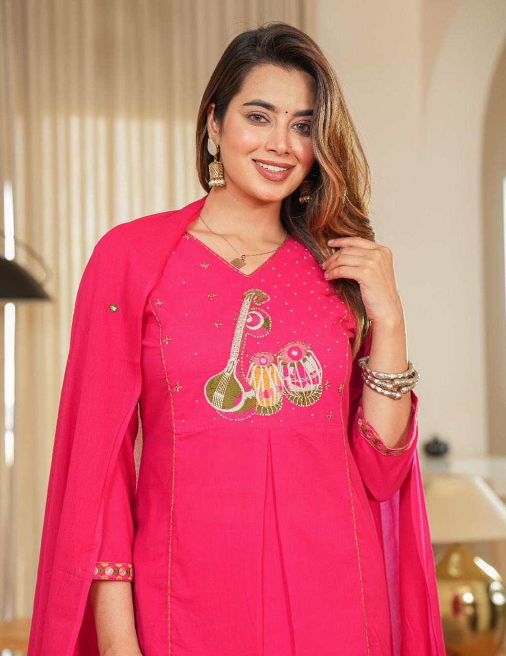 GulabSaaz Pastel Cotton Embroidered Suit Set