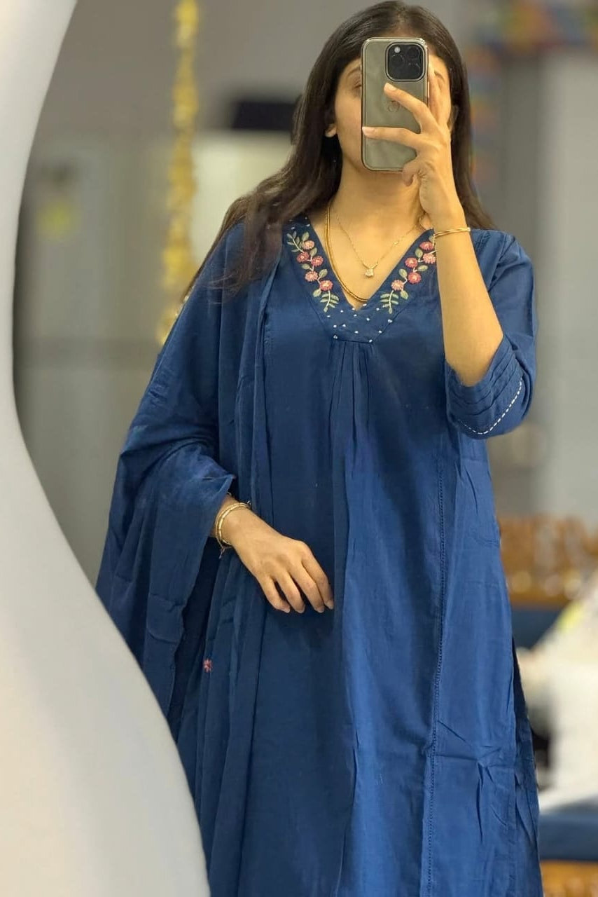 NeelTarang Heavy Cotton Embroidered Suit Set