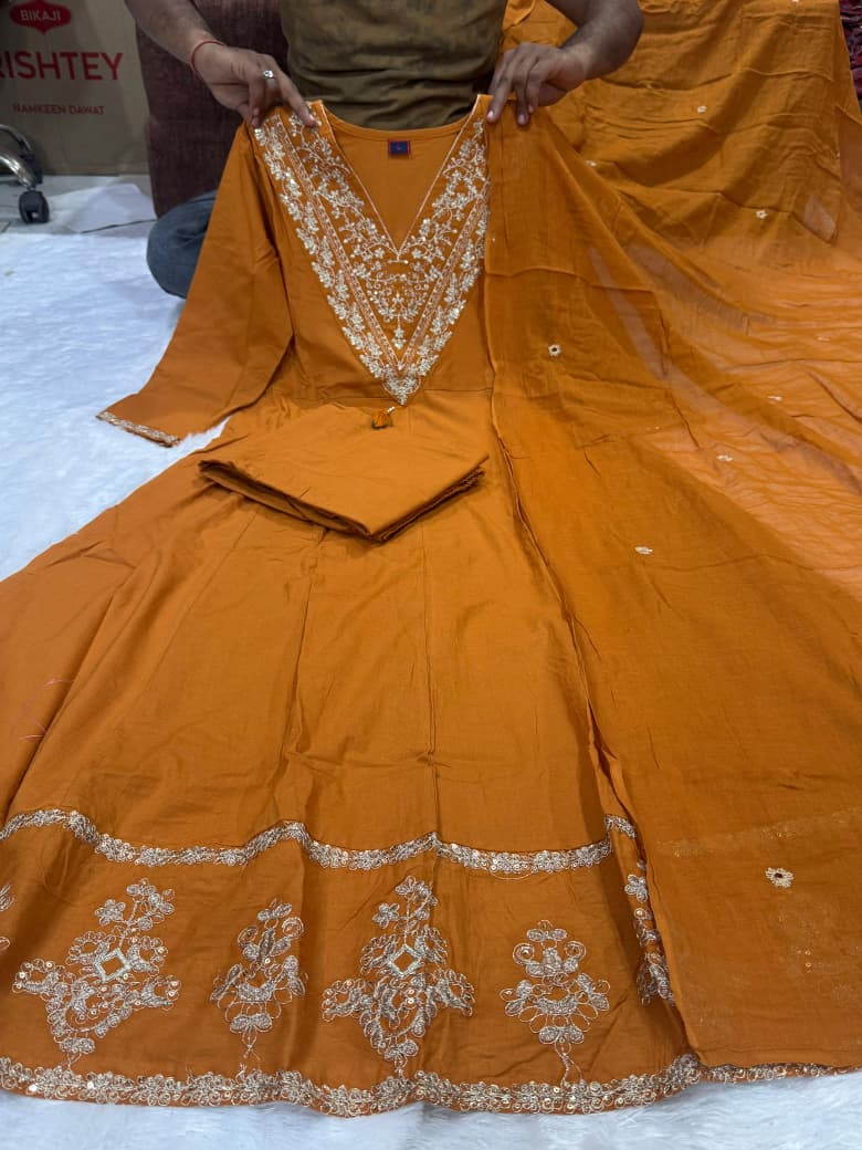 Riwaayat Cotton Mal Embroidered Anarkali Set