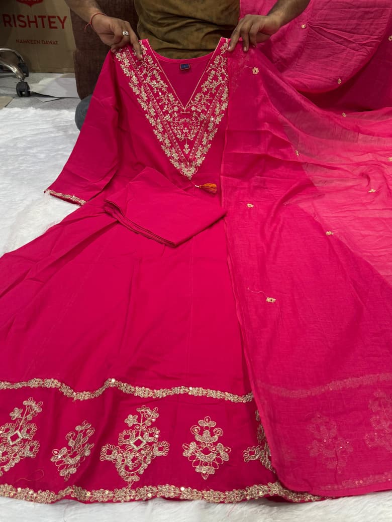 Riwaayat Cotton Mal Embroidered Anarkali Set