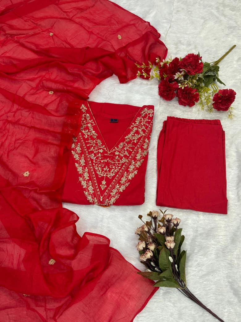 Riwaayat Cotton Mal Embroidered Anarkali Set