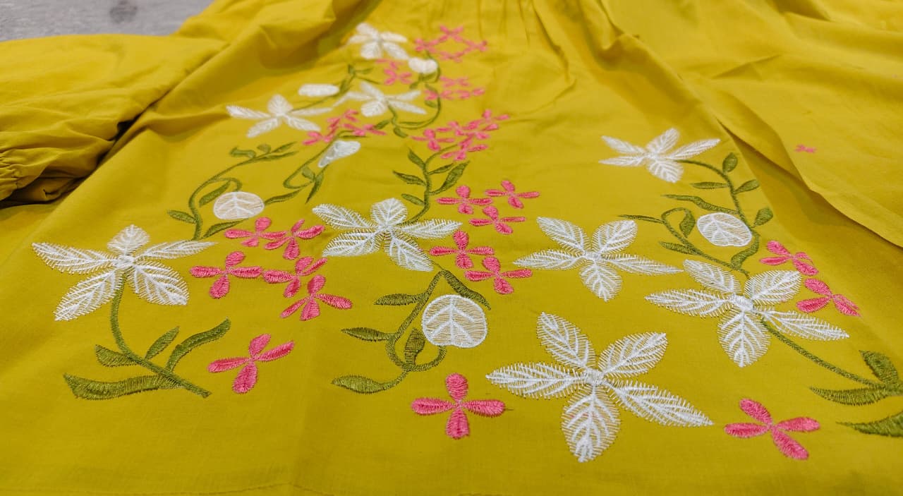 Zariya Pintex Work Kurta Pant Dupatta Set