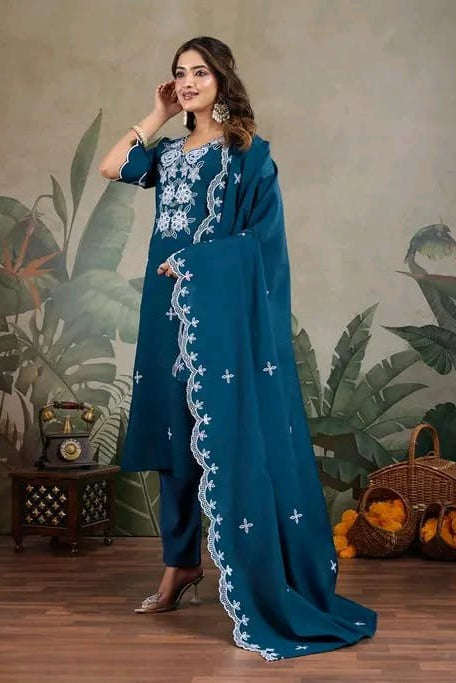 Kumkum Saaj Roman Silk Embroidered Suit Set