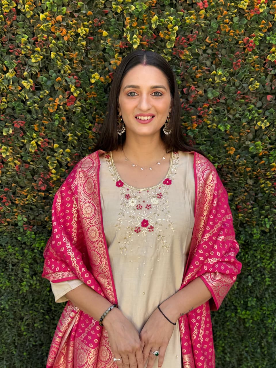Beige Kohinoor Kurta Pant Dupatta Set