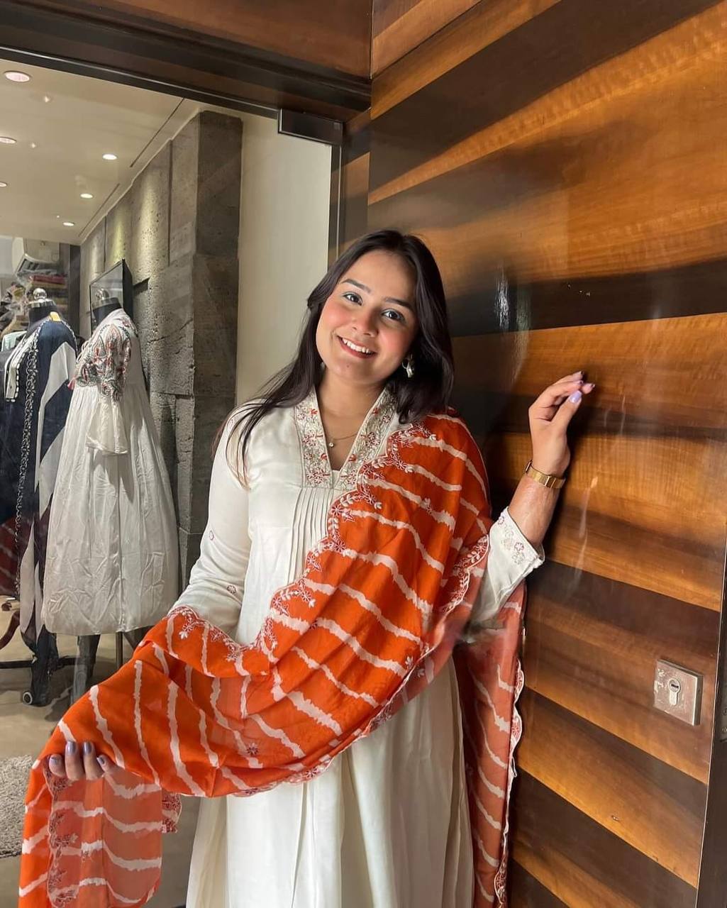 Naira White Chanderi Silk Embroidered Suit Set