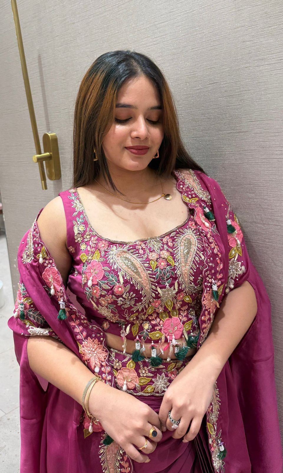 Gulnaar Pink Indo-Western Shrug Dhoti Set