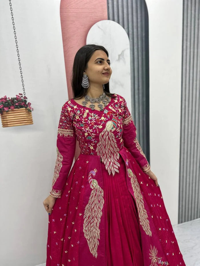 Royal Amethyst Festival Special Crop Top with Shrug Lehenga Set