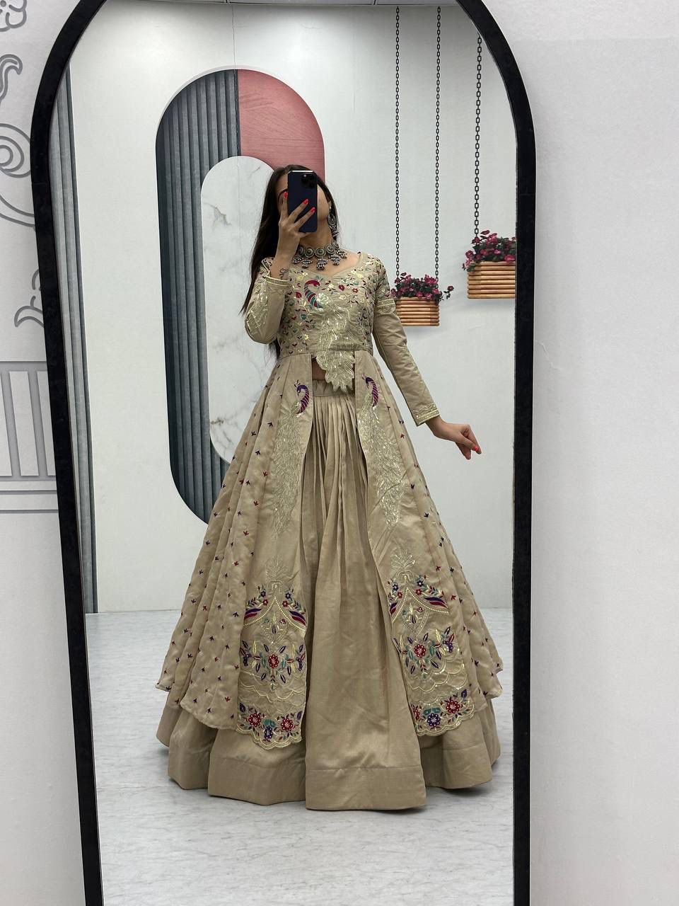 Royal Amethyst Festival Special Crop Top with Shrug Lehenga Set