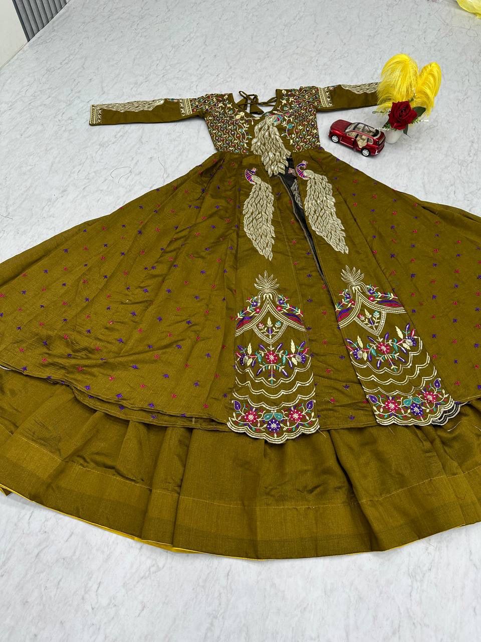 Royal Amethyst Festival Special Crop Top with Shrug Lehenga Set