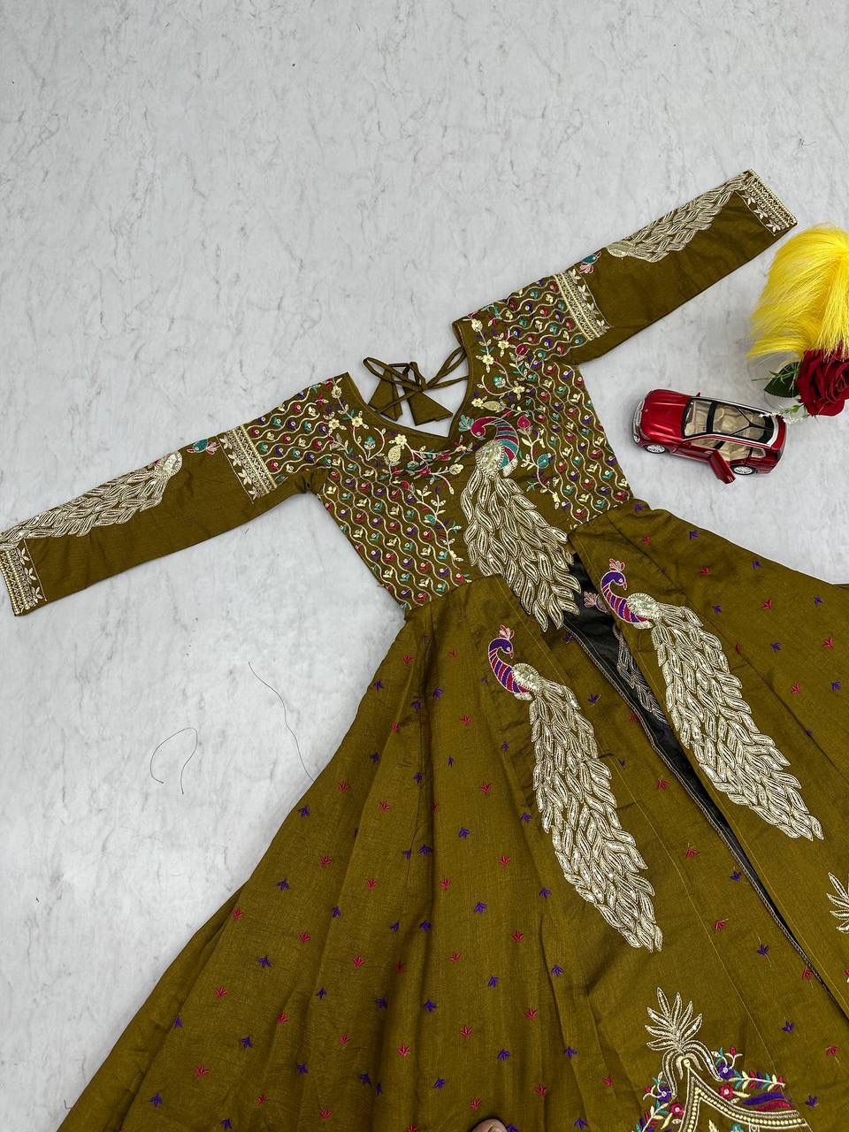 Royal Amethyst Festival Special Crop Top with Shrug Lehenga Set