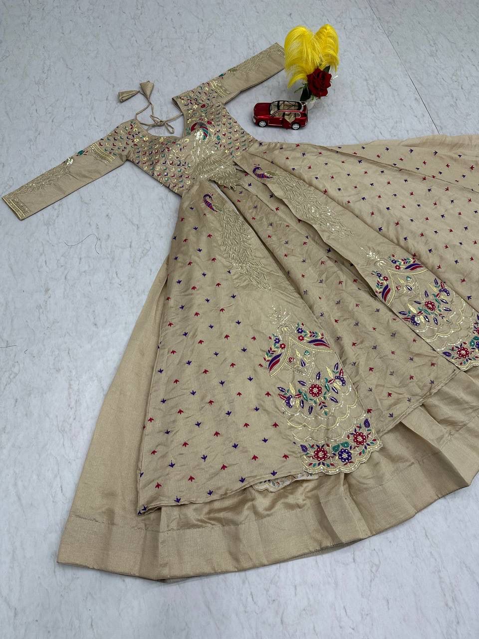 Royal Amethyst Festival Special Crop Top with Shrug Lehenga Set