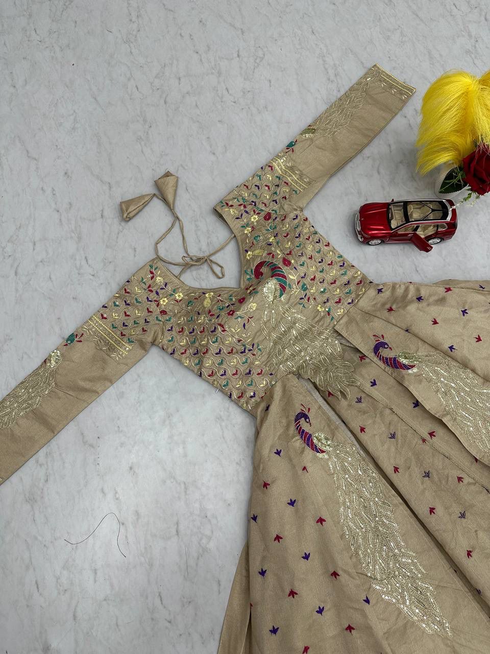 Royal Amethyst Festival Special Crop Top with Shrug Lehenga Set