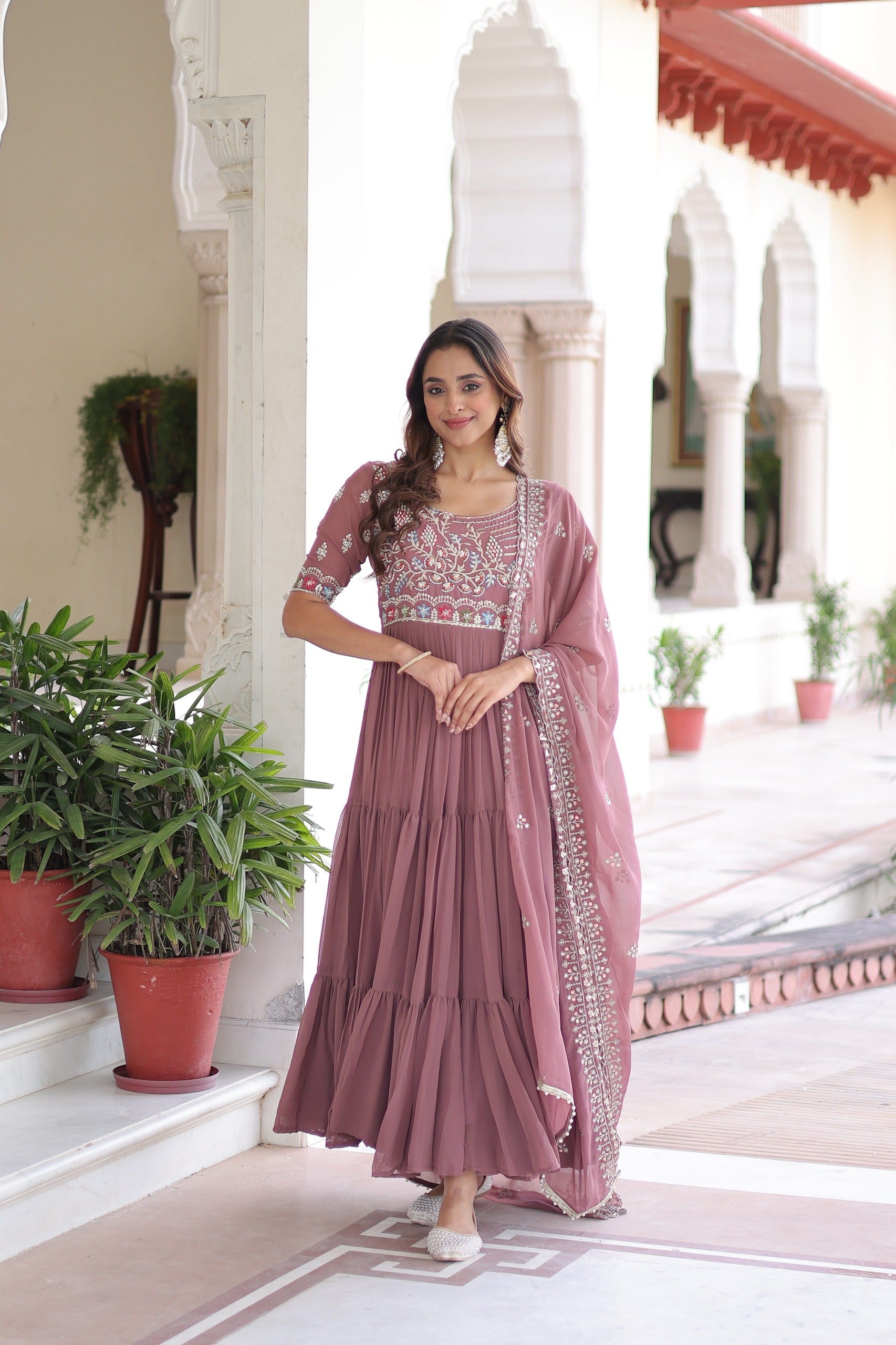 Aura Sequins Embroidered Gown with Dupatta