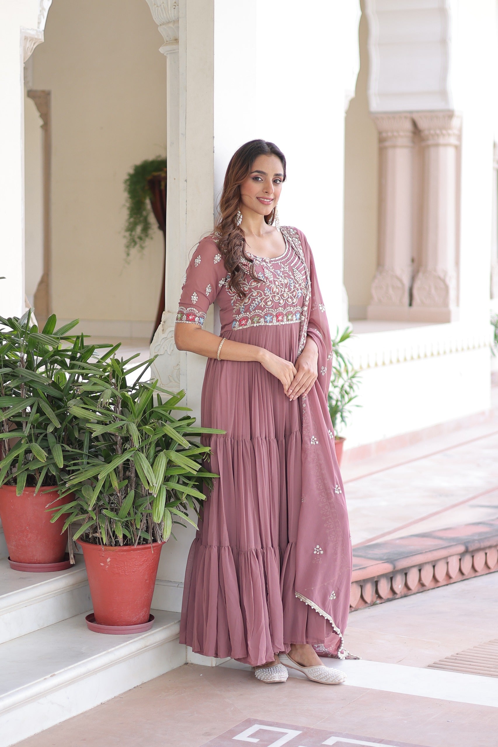 Aura Sequins Embroidered Gown with Dupatta