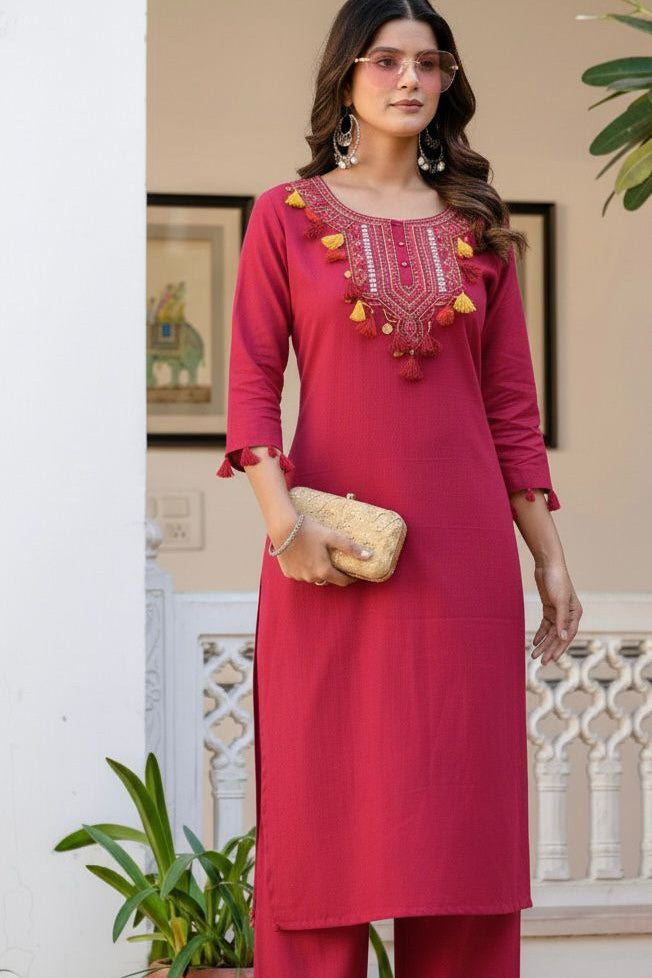 Gulnaar Craft Cotton Flex Kurti Palazzo Co-Ord Set