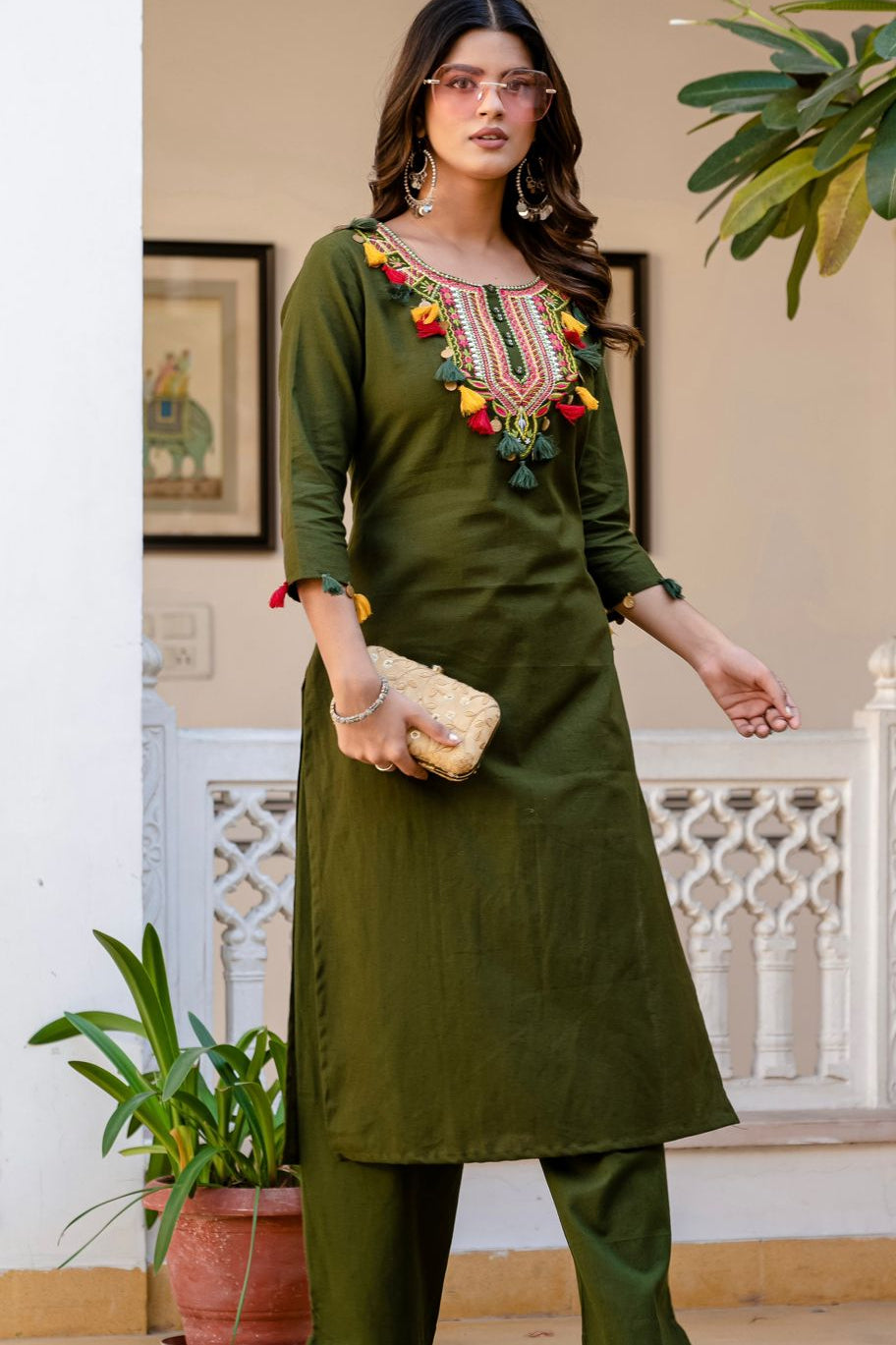 Gulnaar Craft Cotton Flex Kurti Palazzo Co-Ord Set
