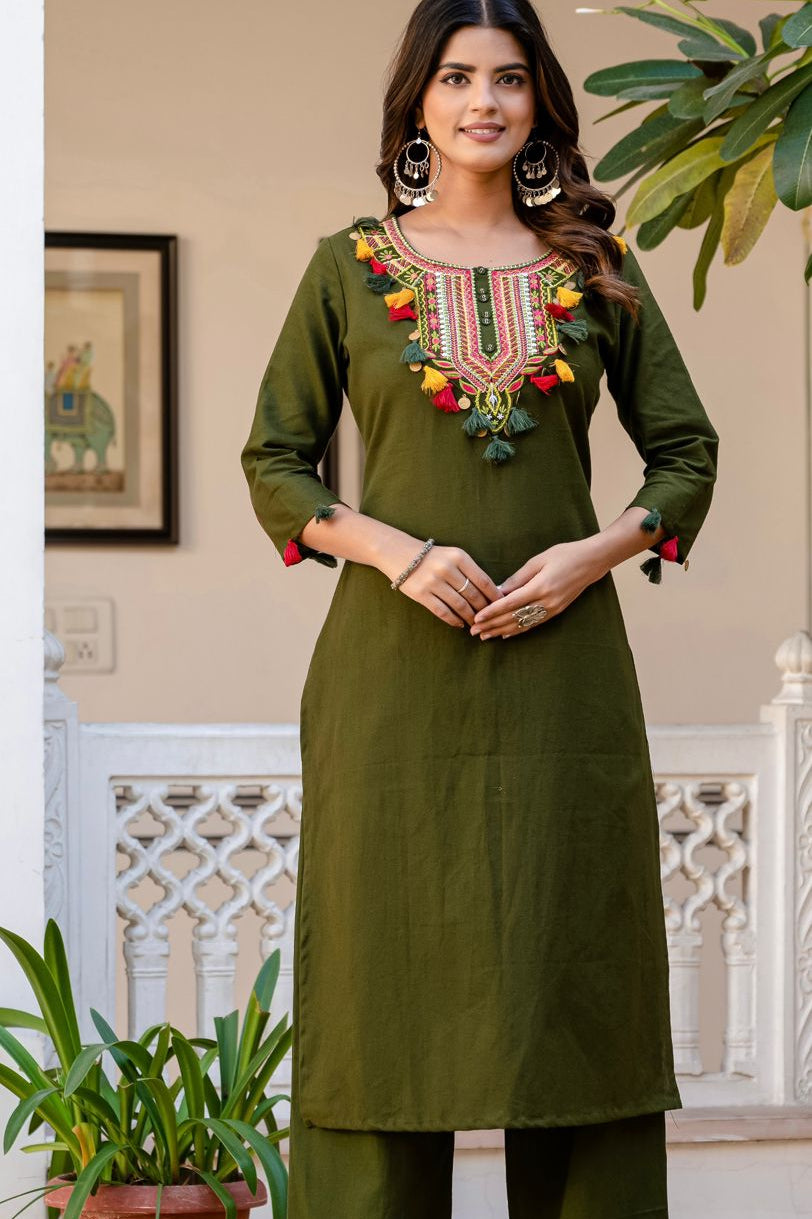 Gulnaar Craft Cotton Flex Kurti Palazzo Co-Ord Set