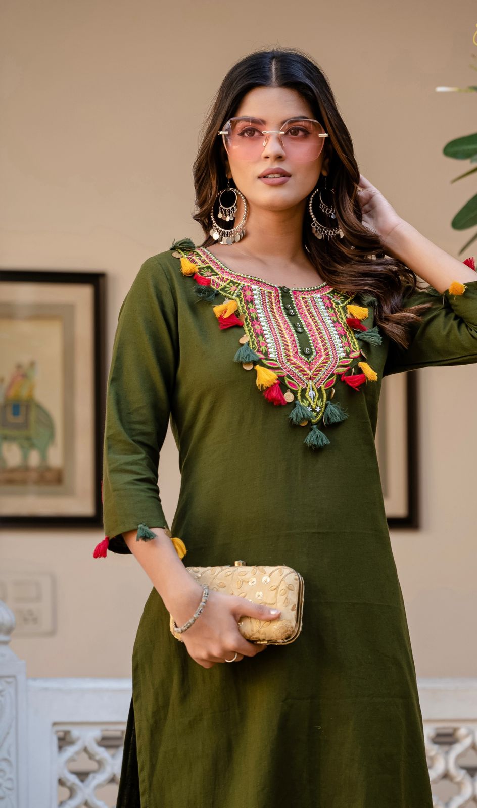 Gulnaar Craft Cotton Flex Kurti Palazzo Co-Ord Set