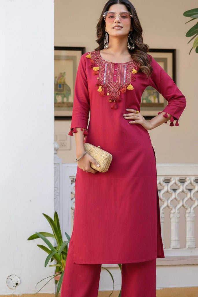 Gulnaar Craft Cotton Flex Kurti Palazzo Co-Ord Set