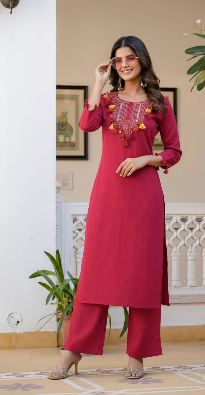 Gulnaar Craft Cotton Flex Kurti Palazzo Co-Ord Set