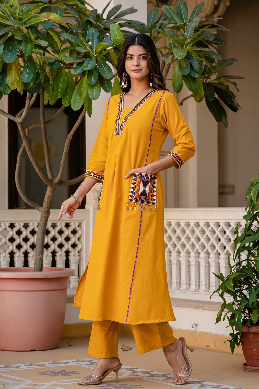 SuryaVira Embroidered Cotton Flex Co-ord Set