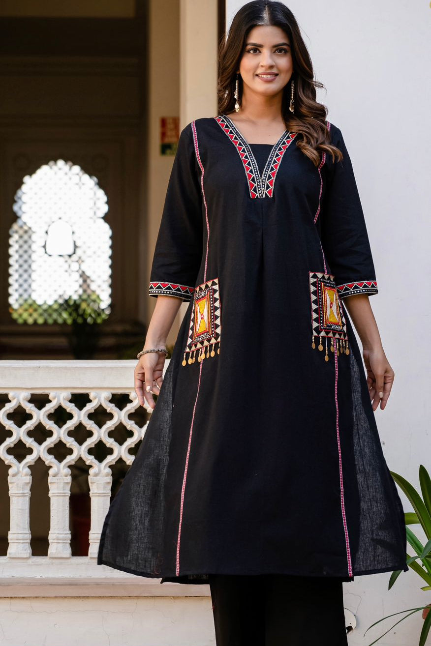 SuryaVira Embroidered Cotton Flex Co-ord Set