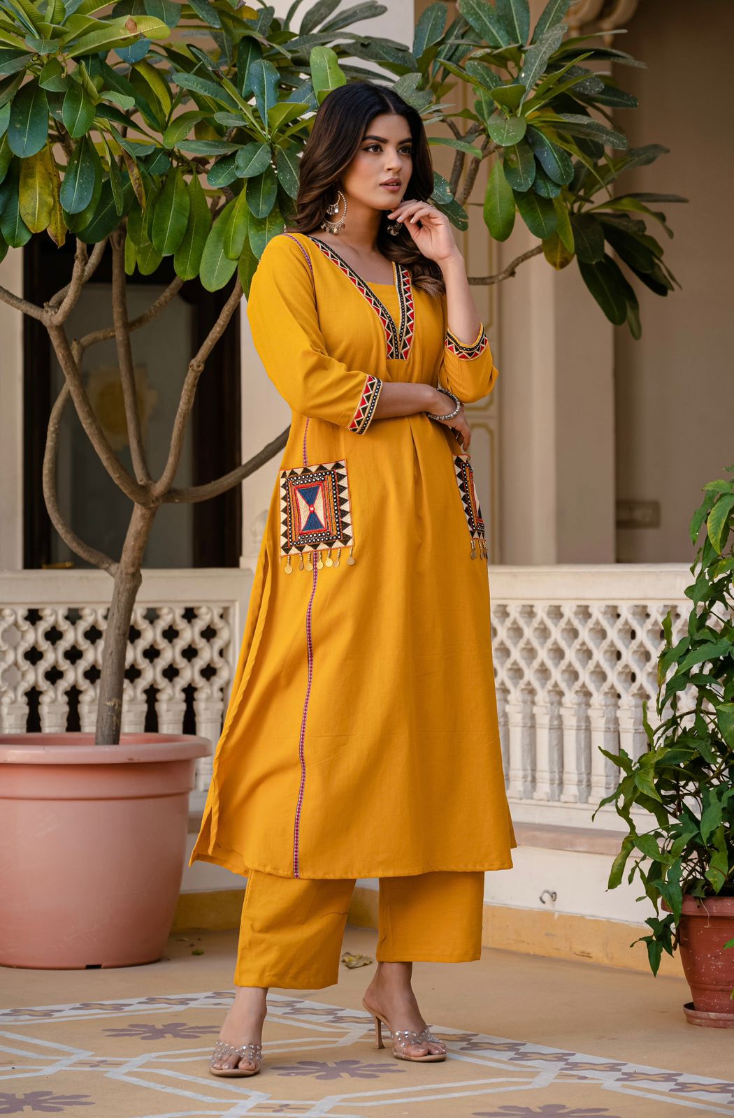 SuryaVira Embroidered Cotton Flex Co-ord Set
