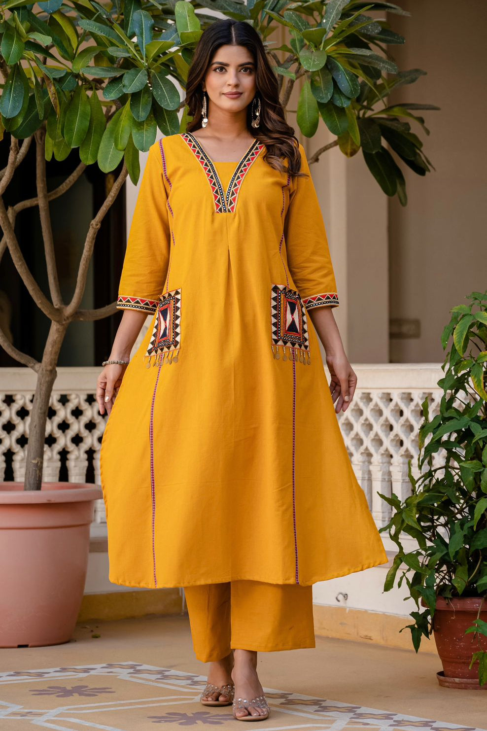 SuryaVira Embroidered Cotton Flex Co-ord Set