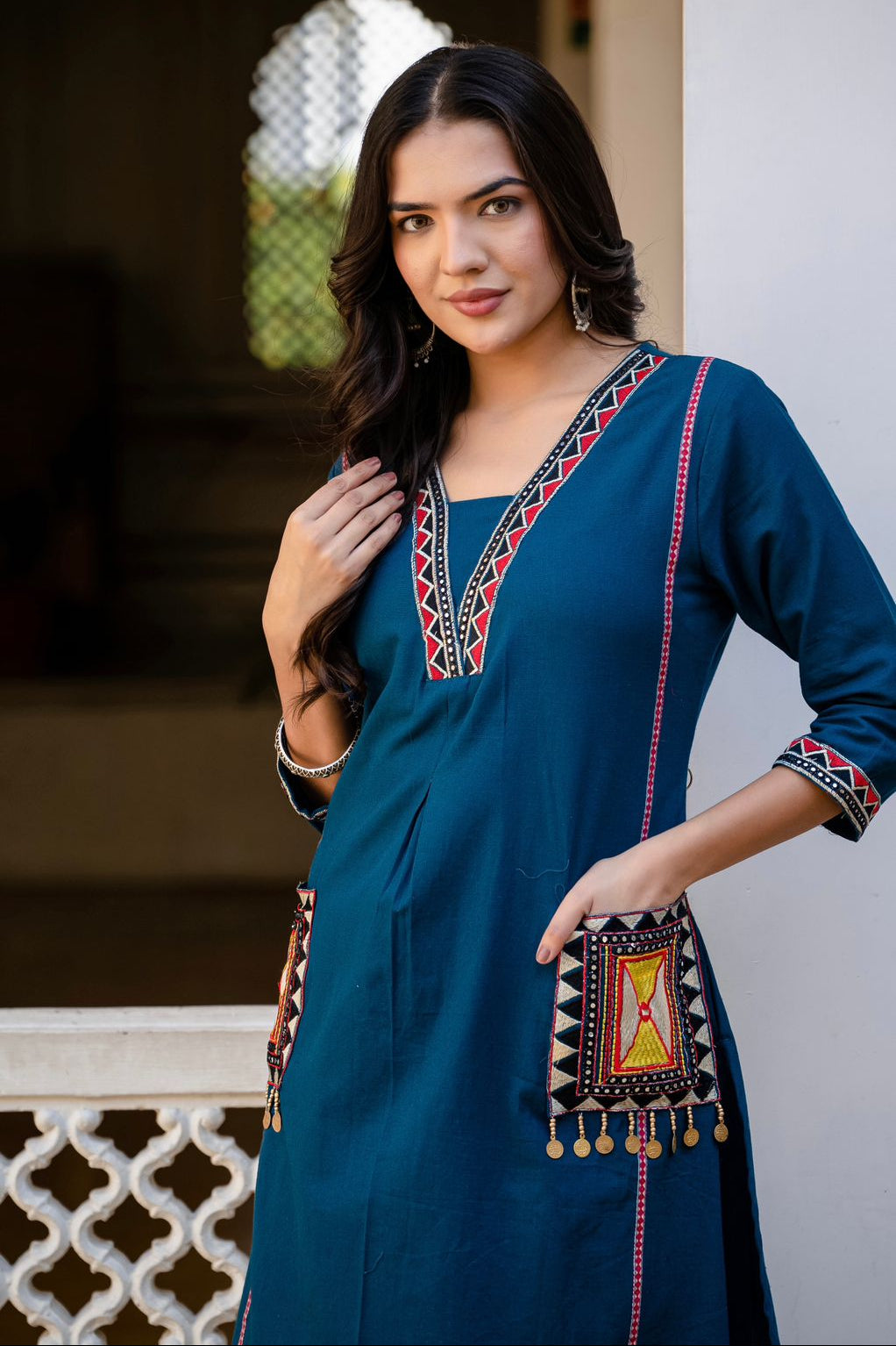 SuryaVira Embroidered Cotton Flex Co-ord Set