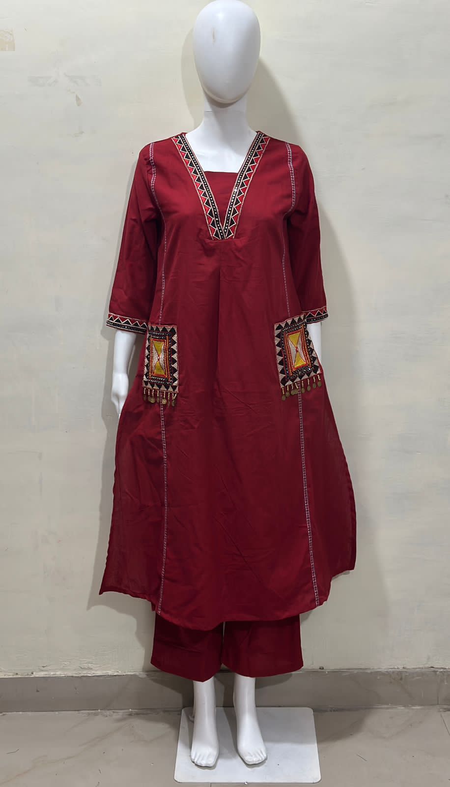 SuryaVira Embroidered Cotton Flex Co-ord Set