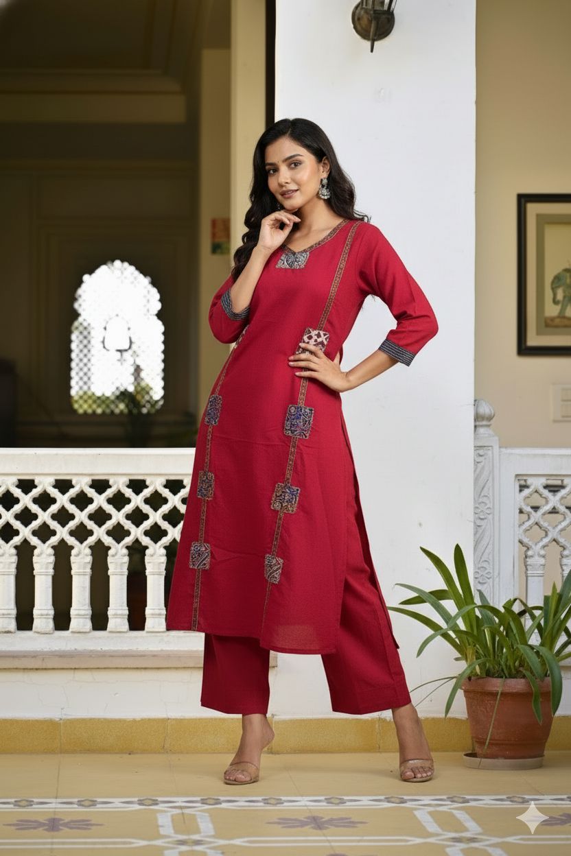 Aarohi Pechkari Cotton Flex Kurti Palazzo Set