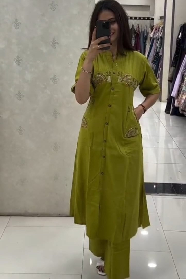 Violet Aira Mirrorwork Cotton Flex Co-Ord Set