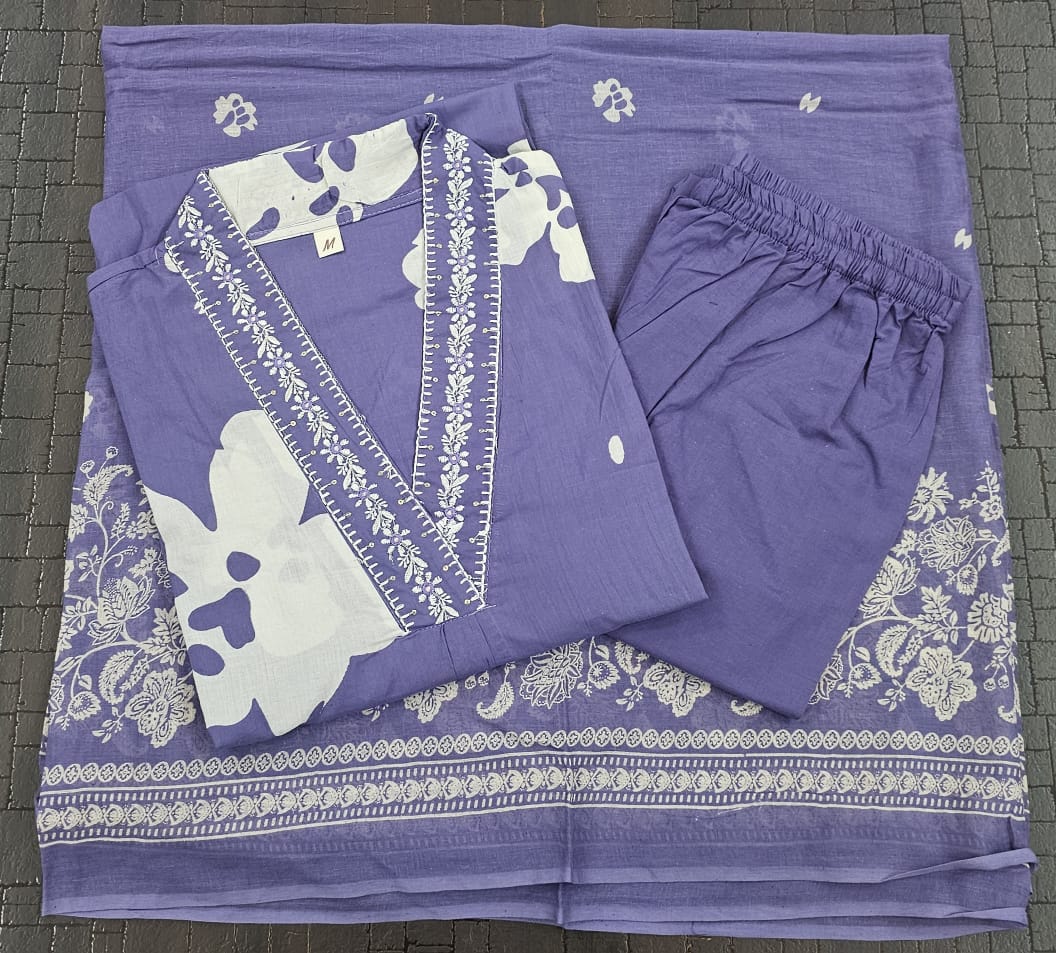 Aavya Heavy Cotton Embroidered Suit Set