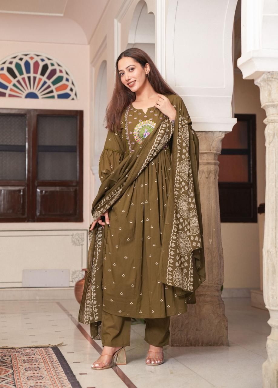 Mehendi Saaz Embroidered Anarkali Suit Set