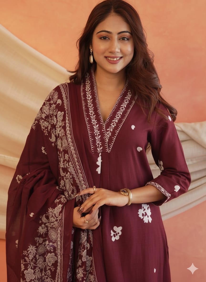 Aarya Cotton Embroidered Suit Set