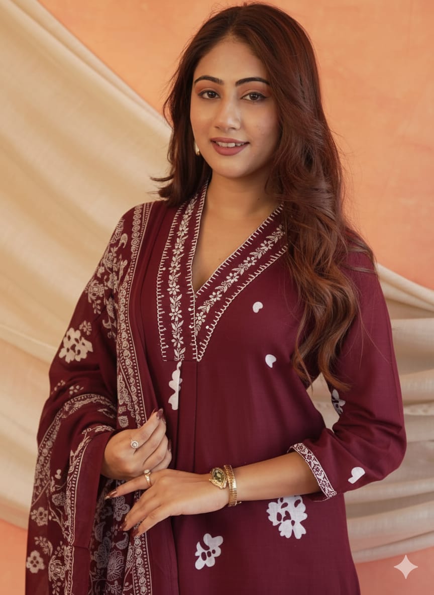 Aarya Cotton Embroidered Suit Set