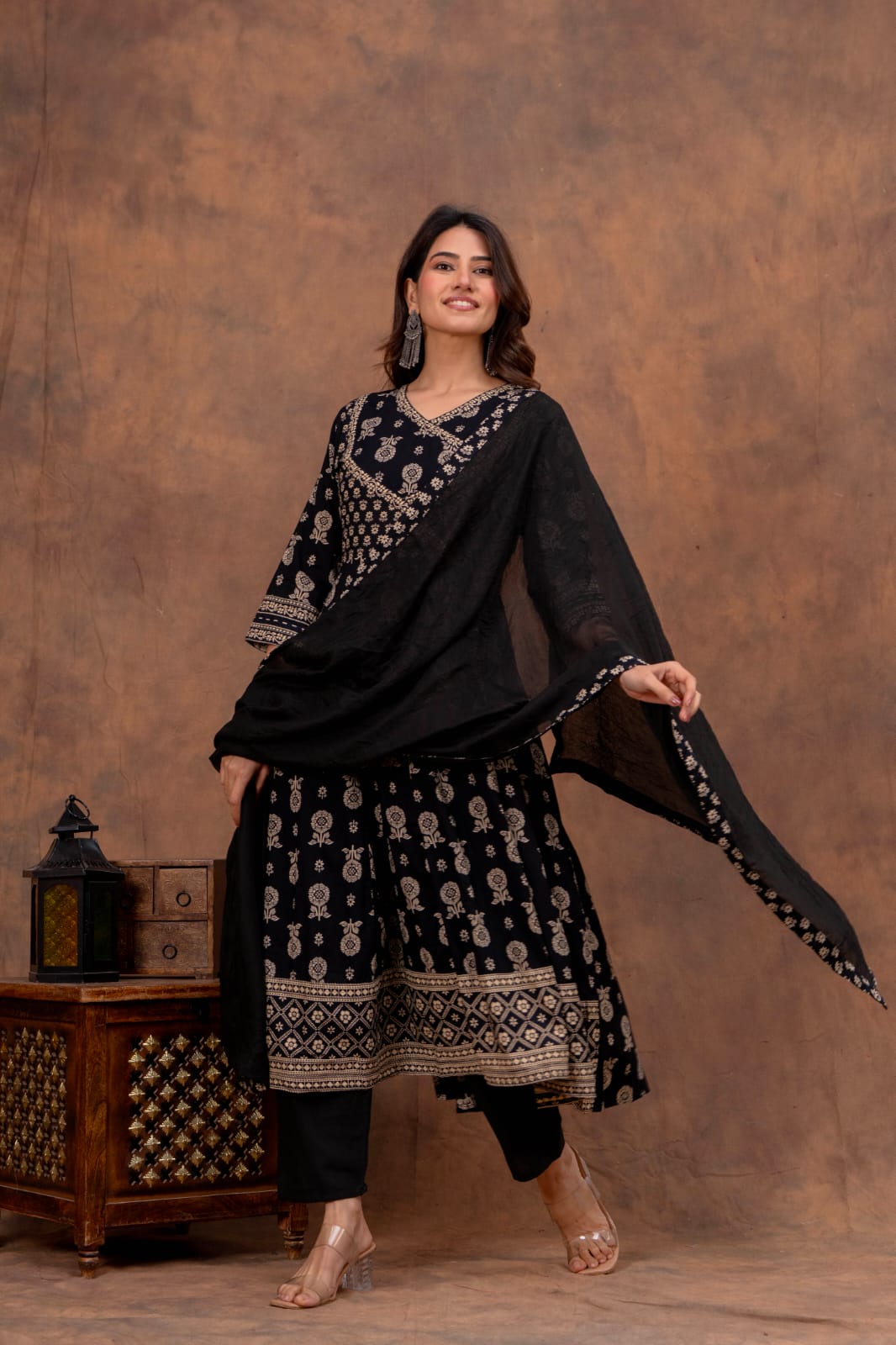 Angrakha Cotton Anarkali Suit Set