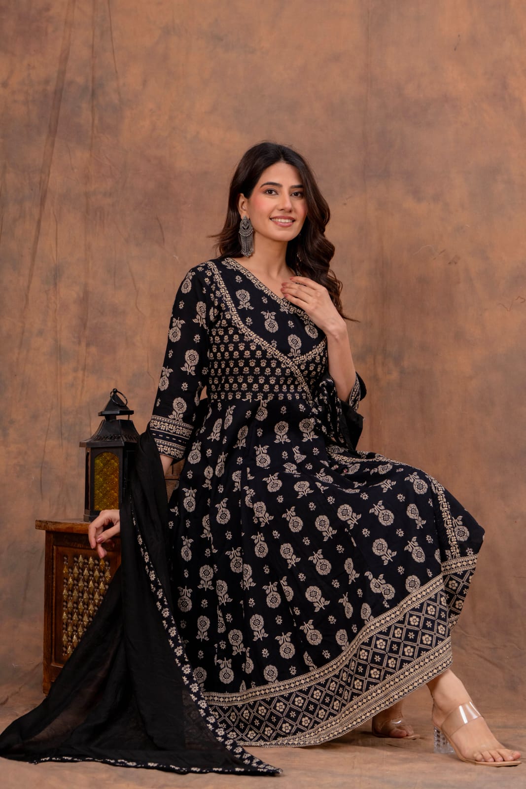 Angrakha Cotton Anarkali Suit Set