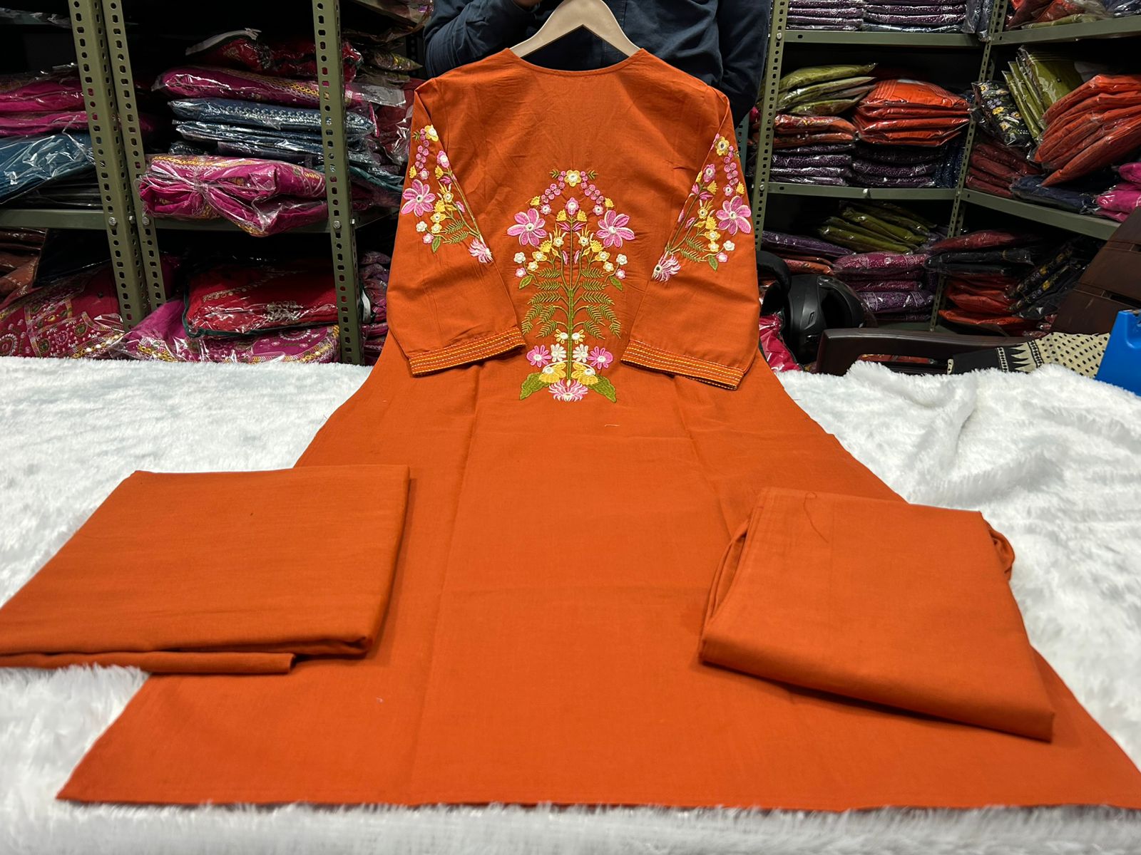 Vanya Cotton Embroidered Straight Suit Set