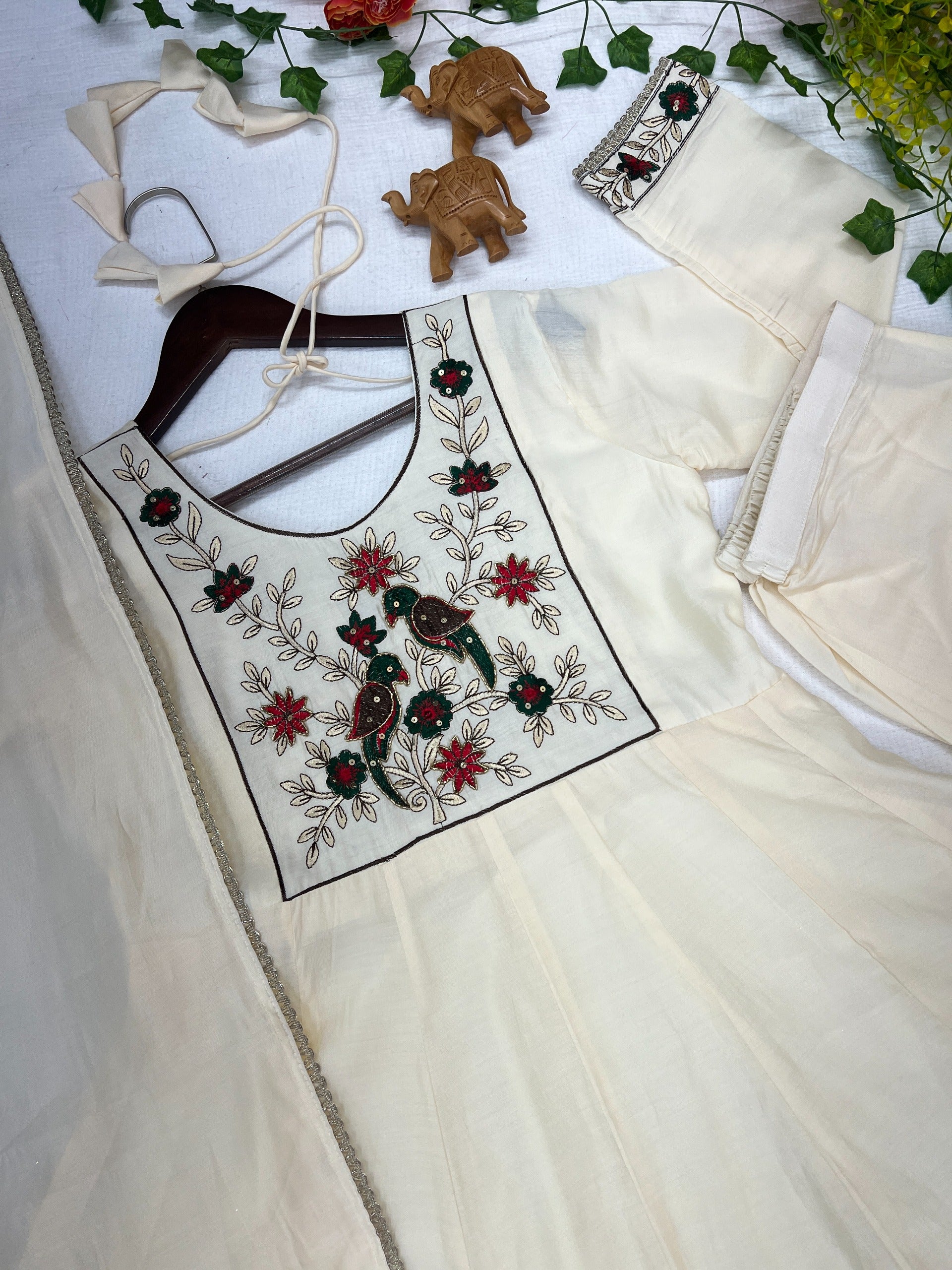 Kesari Naira Roman Chanderi Anarkali Gown Set