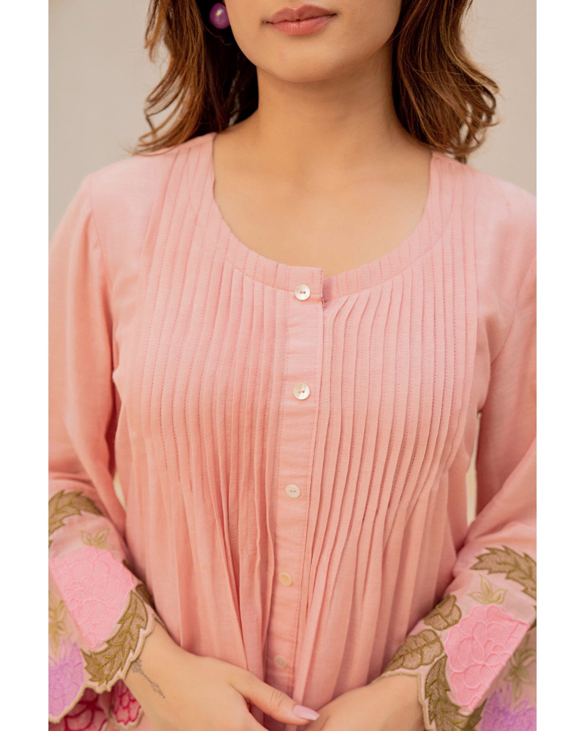 Peach Aarya Cotton Co-Ord Set