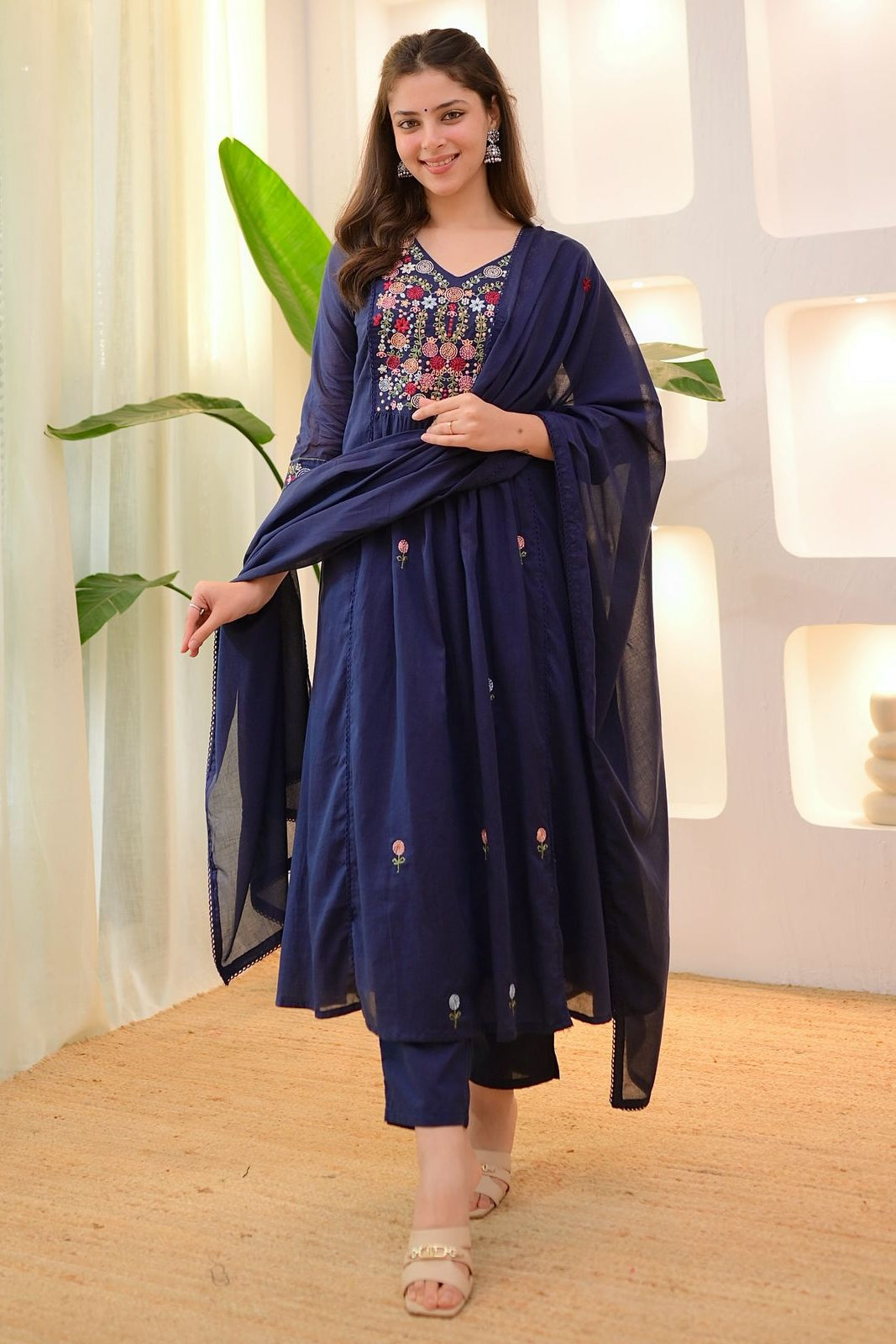 Neelakshi Embroidered Pure Cotton Suit Set