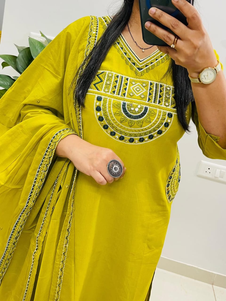 New Launch Puri Cotton Kurti Pant Dupatta Set