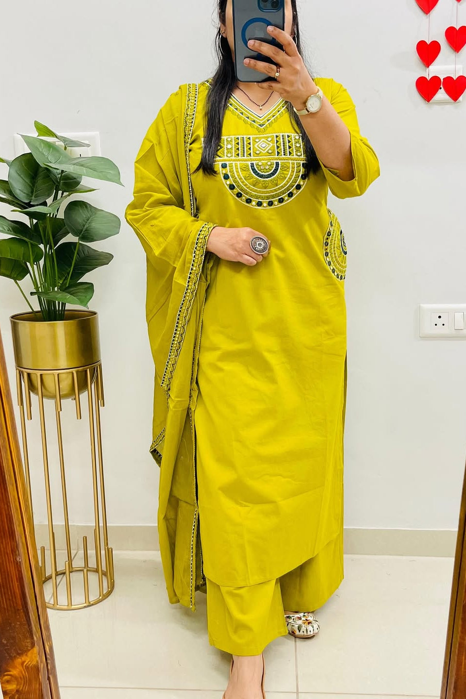 New Launch Puri Cotton Kurti Pant Dupatta Set
