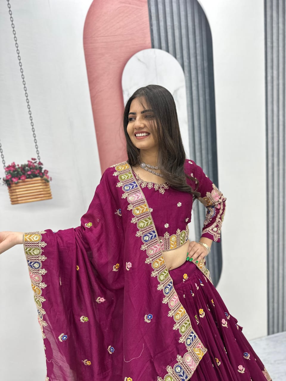 New Launch  Wine Mahima Lehenga Choli Set