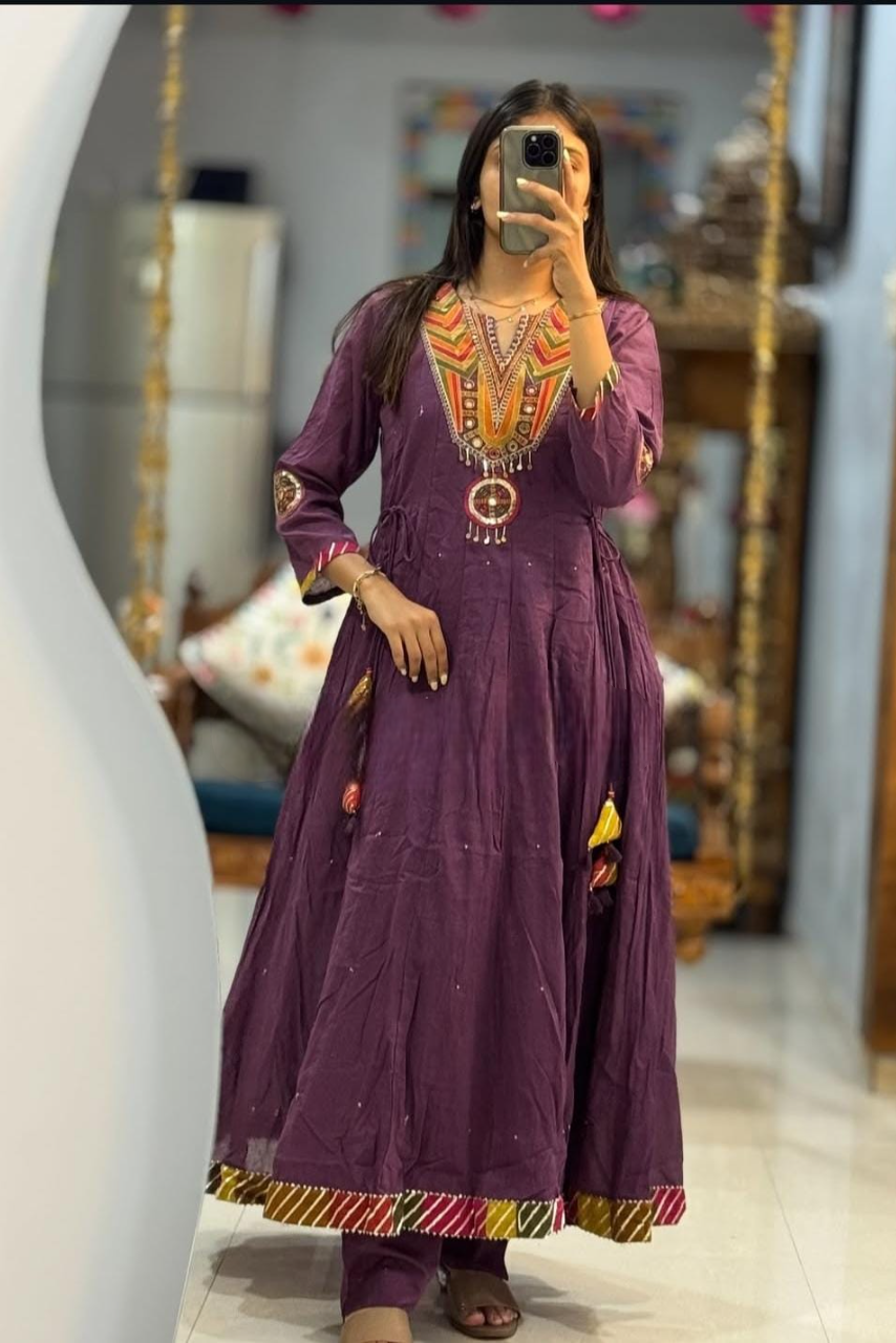 New Launching Cotton Anarkali Suit Set