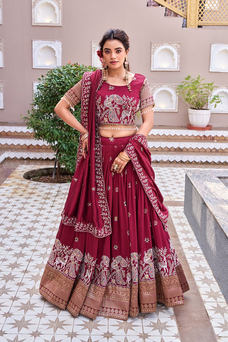 New launch Maroon Viraasat Lehenga Choli Set