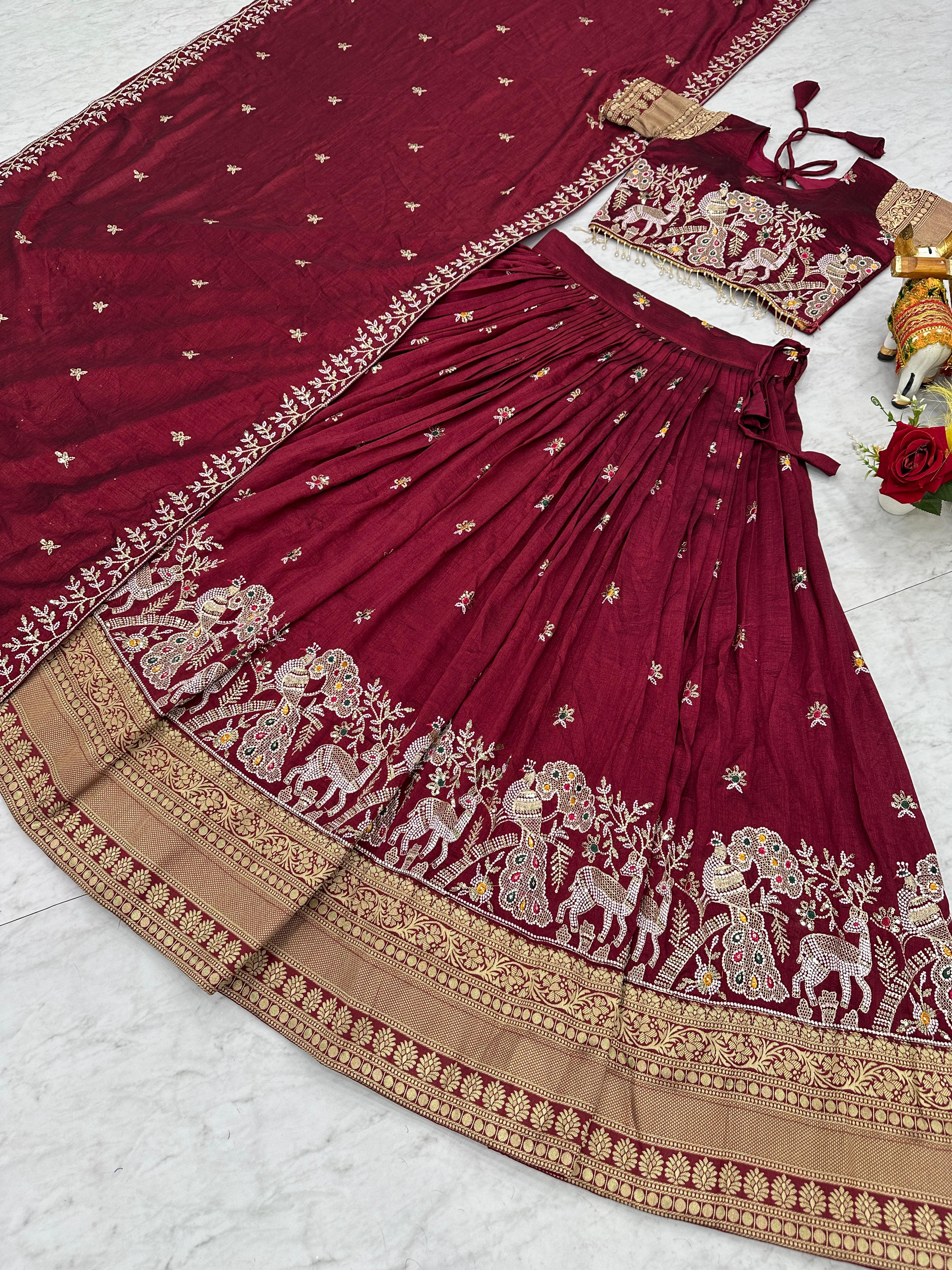 New launch Maroon Viraasat Lehenga Choli Set