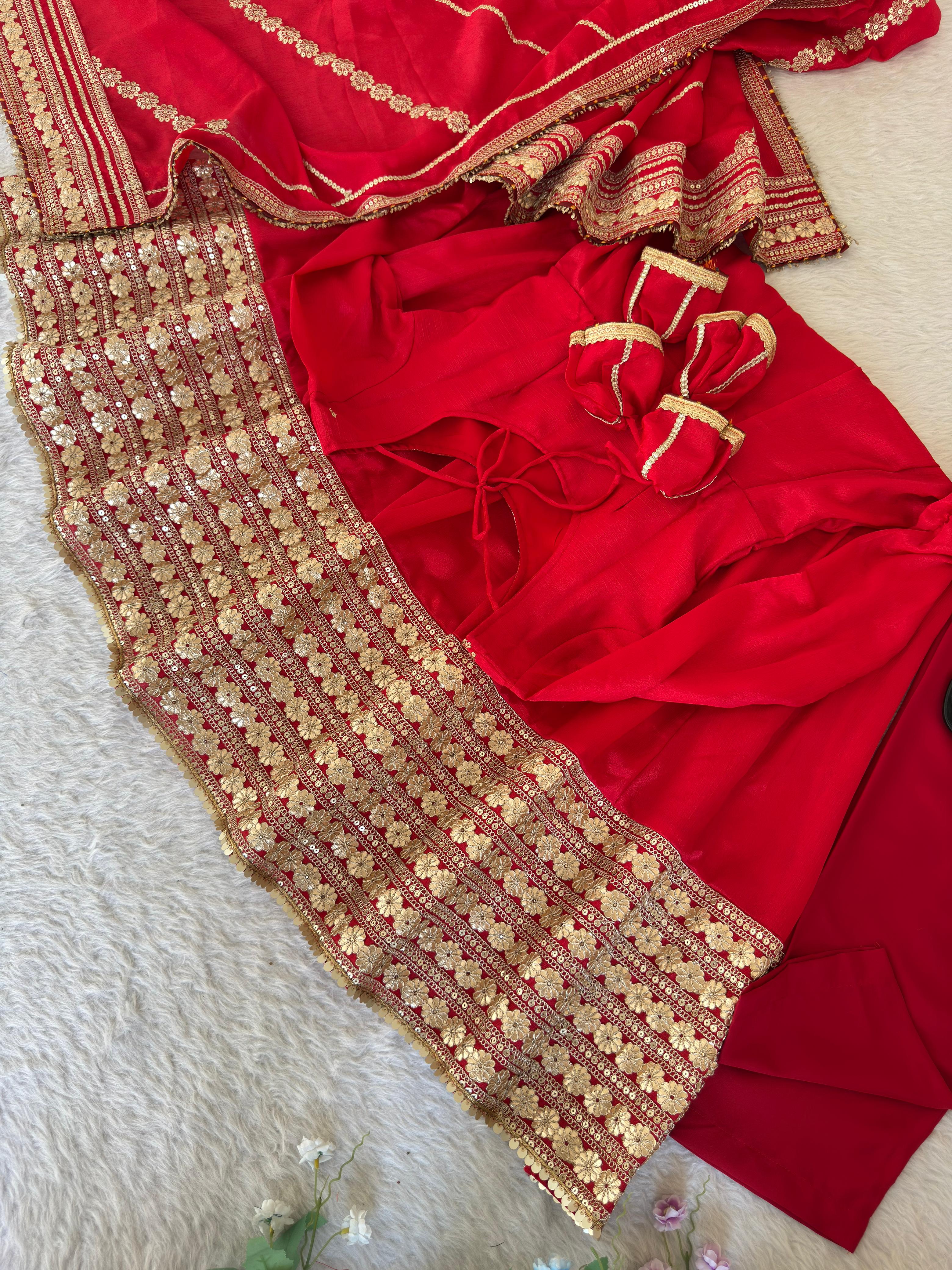 Agniraaj Chinon Silk Anarkali Set