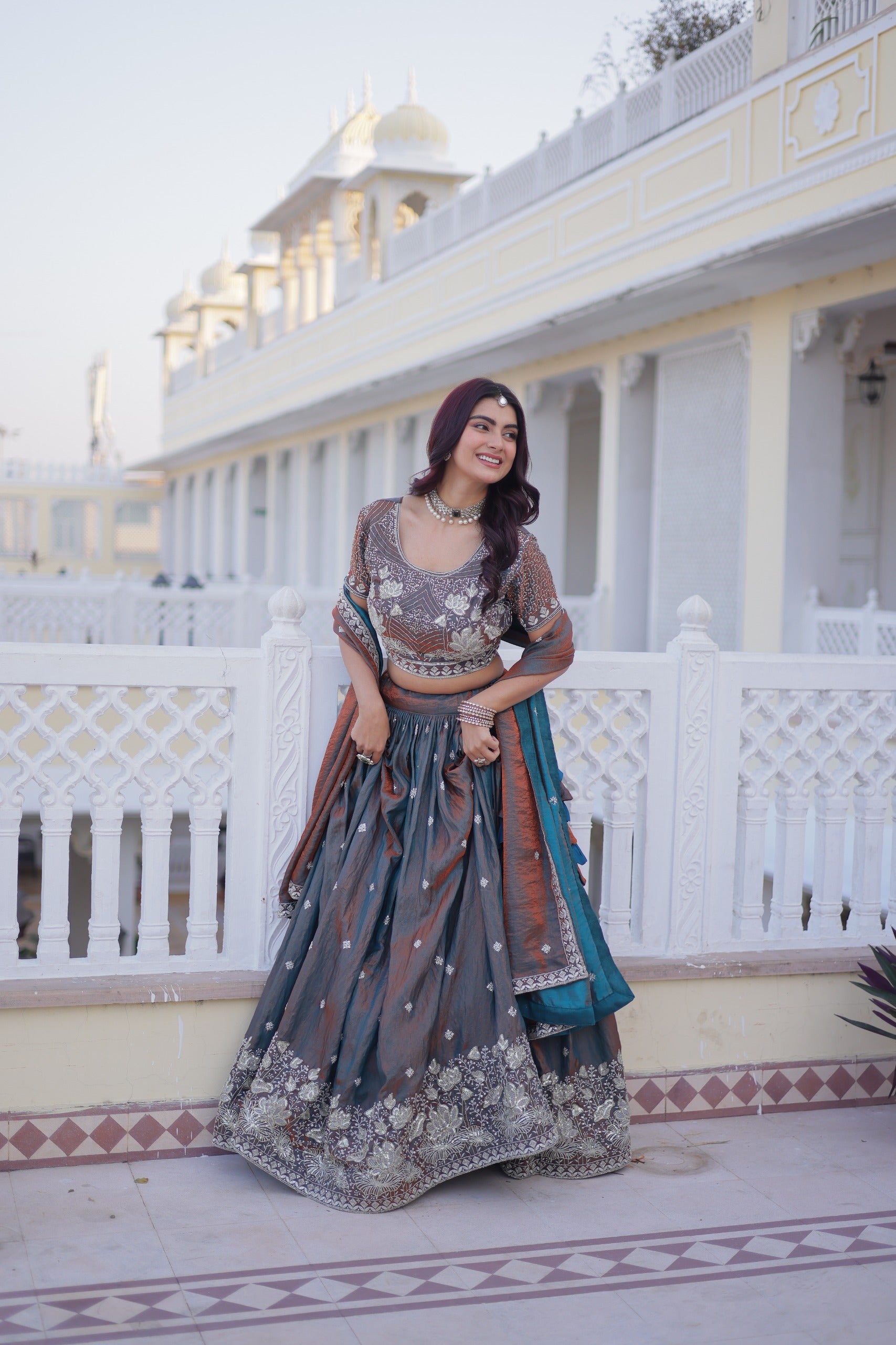 Rajeshwari Silvermist Lehenga Set